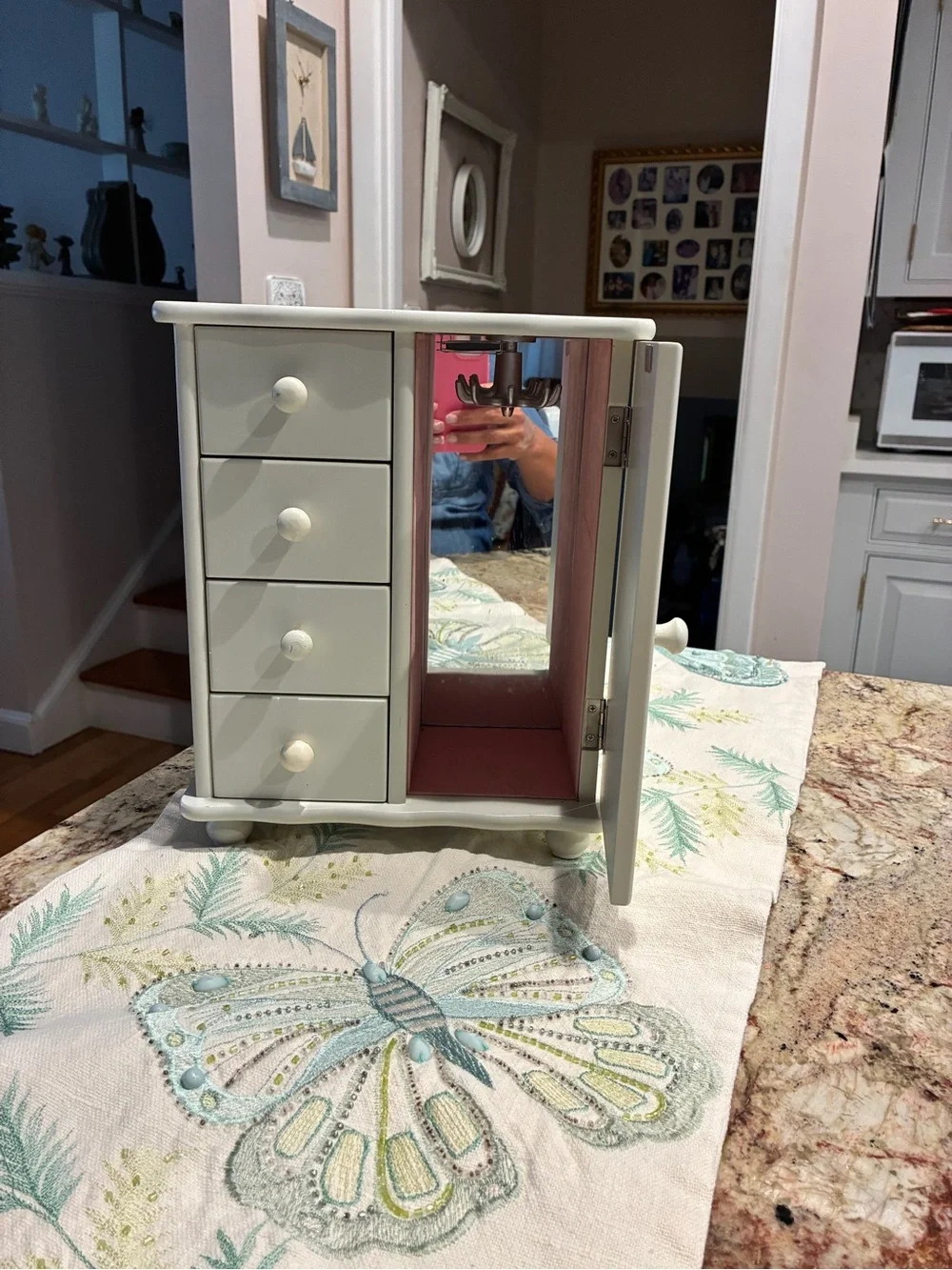 Floral Accent Jewelry Organizer Cabinet